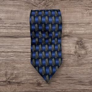 Extra Long Bergamo New York Blue and Black Men's Tie
